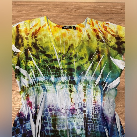 Apt. 9 Green, Blue, and Purple Short Sleeve V-Neck Top Size L - Picture 11 of 16